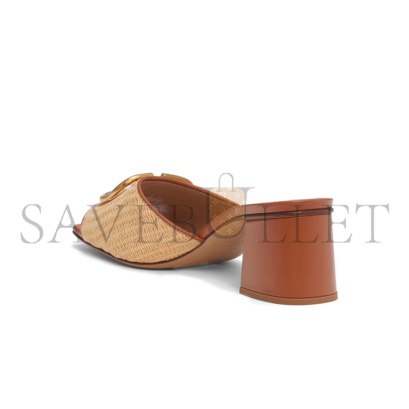 Va1e*ntin0 garavani vlogo leather-trimmed raffia sandals